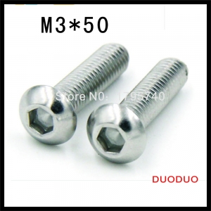20pcs iso7380 m3 x 50 a2 stainless steel screw hexagon hex socket button head screws