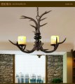 europe country 3 heads american resin deer horn antler white glass lampshade art pendant lamp for home decoration, e27 220v