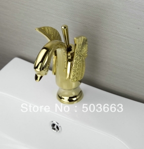 2013 Design Deck Mounted Golden Polish Finish Mixer Waterfall Faucet Bathroom Sink Tap Basin Faucet Vanity Faucets H-002