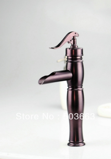 Oil rubbed bronze Single Hole Deck Mounted Bathroom Waterfall Spout Basin Faucet Sink Mixer Tap Vanity Faucet L-3802 [Bathroom faucet 698|]