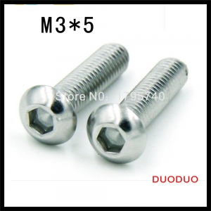 1000pcs iso7380 m3 x 5 a2 stainless steel screw hexagon hex socket button head screws