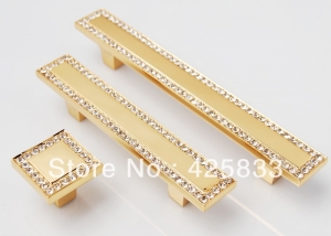 96mm 24K Gold Drawer Pull Antique Brass Plating ?Zinc Alloy Diamond Cabinet ?Knob Handle