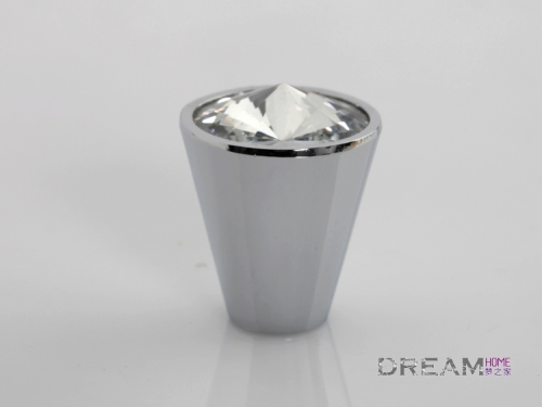 8568-small single hole round silver and chrome crystal knobs with diamond for drawer/cabinet
