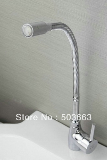 Single Handle LED Kitchen Sink Faucet Pull Out Spray Mixer Tap S-702 [Kitchen Led Faucet 1792|]