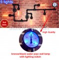 5 lights vintage loft american aisle water pipe wall lamp bar restaurant rh iron industrial pipes e27 retro lamp