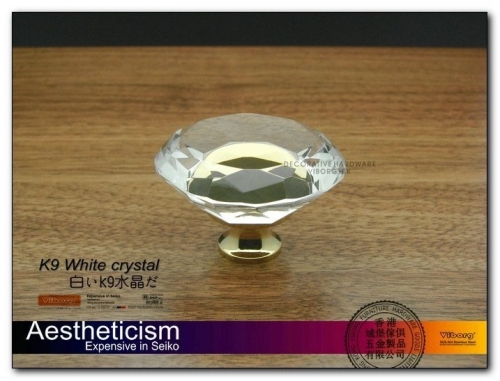 (4 pieces/lot) 30mm VIBORG K9 Glass Crystal Knobs Drawer Pulls & Cabinet Handle &Drawer Knobs,SA-966L-PVD-30