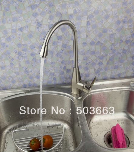 Wholesale Nickel Brushed One Handle Deck Mounted Mount Kitchen Swivel Sink Faucet Brass Vanity Mixer Tap A-502