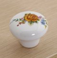 AR42 single hole small round antiqued ceramic knob with yellow rose for drawer/wardrobe/cabinet