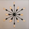 black industrial wrought iron chandelier lighting fixture vintage metal large antique lamp with 18 lights painted finish e27