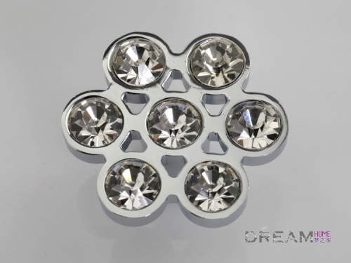 8476-snowflake single hole snowflake-shaped silver and chrome crystal knobs with small round diamonds for drawer/cabinet