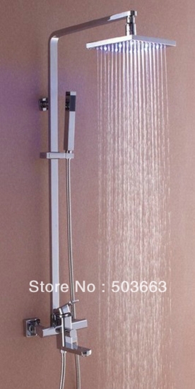 Wholesale 8" LED Shower Head Bathroom Rain Shower Chrome Faucet Set S-636 [Shower Faucet Set 2329|]