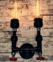 e27 edison water pipe wall lamp,loft iron 2 heads bar industrial pipes wall light