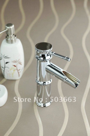 Beautiful Bamboo Waterfall Bathroom Basin Sink Mixer Tap Chrome Faucet CM0152 [Bathroom faucet 260|]