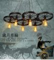 loft pendant lights/wheel chandelier/rustic/vintage/retro/countryliving room/dining room/entry/game/metal+painting