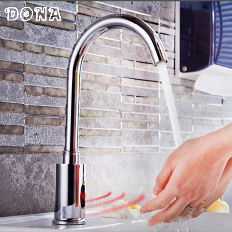 copper cold and water mixer sense faucet automatic sensor faucets basin hand washer dc6v/ac110~220v dona4215