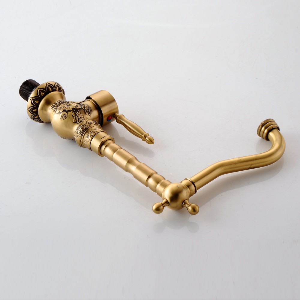 2017 new arrival single handle bathroom faucet basin crane tap antique brass and cold water tap 360 degree rotating ca9005