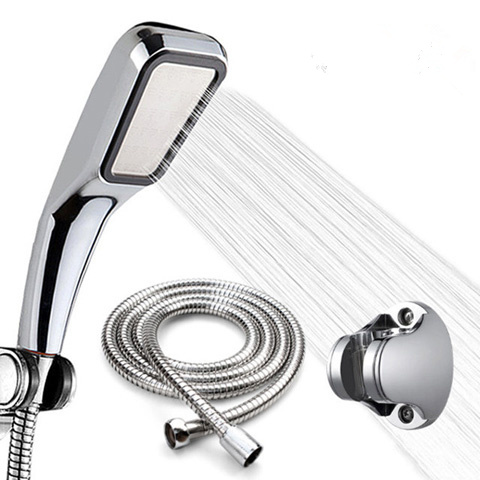 3 in 1 water saving shower head set 300 hole pressurized abs with chrome plated bathroom hand shower water booster shower head