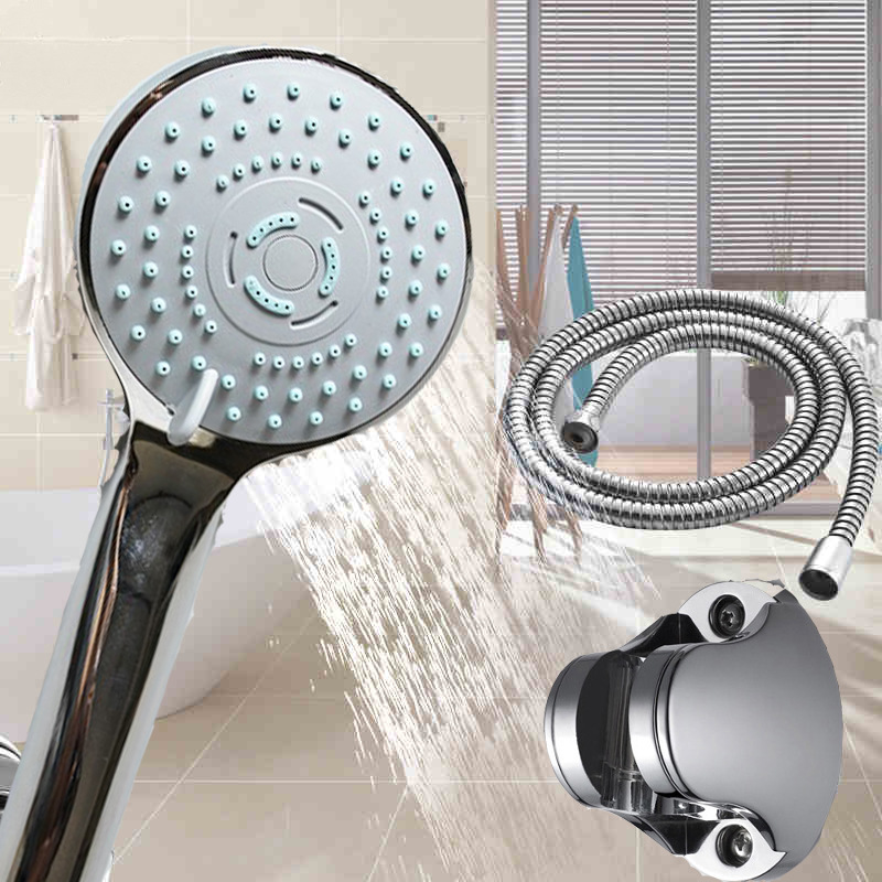 3 in 1 water saving shower head set high pressurized abs with chrome plated bathroom handhold head for showerbooster shower head