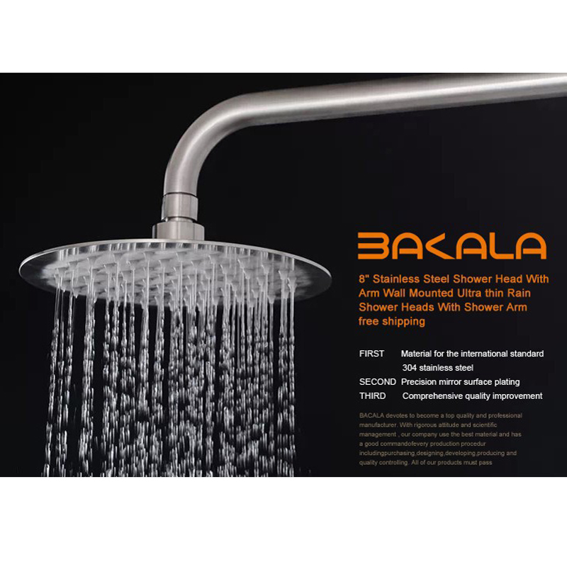 8" stainless steel shower head with arm wall mounted ultra thin rain shower heads with shower arm cp-8000a