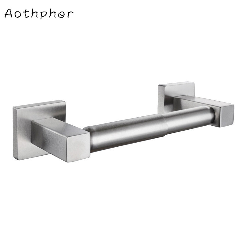 aothpher 304 brush stainless steel toilet paper holder bathroom chrome finished roll paper holder wall mounted tissue holder