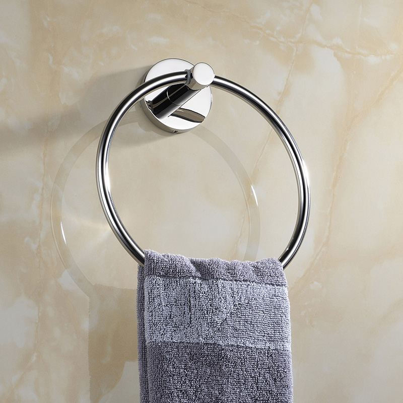 aothpher 304 chrome stainless steel towel ring simple style wall-mounted towel ring bathroom anti-rust household towel holder