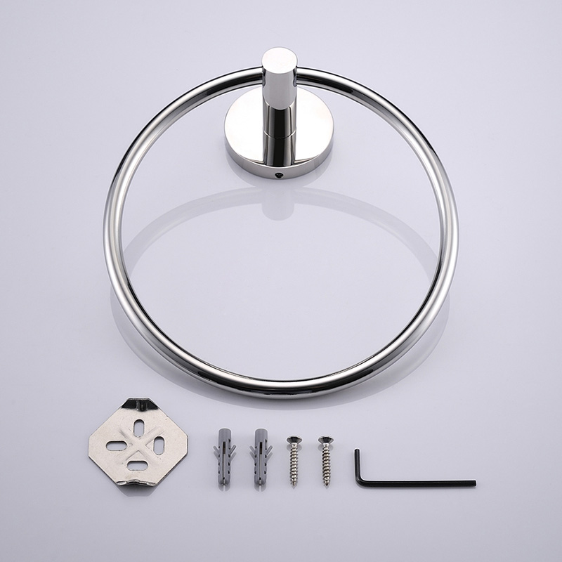 aothpher 304 chrome stainless steel towel ring simple style wall-mounted towel ring bathroom anti-rust household towel holder