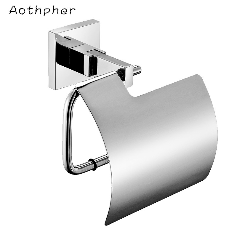 aothpher 304 stainless steel toilet paper holder bathroom chrome finished roll paper holder wall mounted roll tissue holder