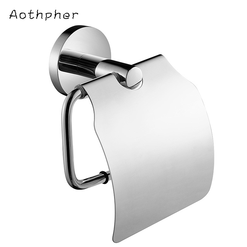 aothpher 304 stainless steel toilet paper holder bathroom chrome finished roll paper holder wall mounted roll tissue holder