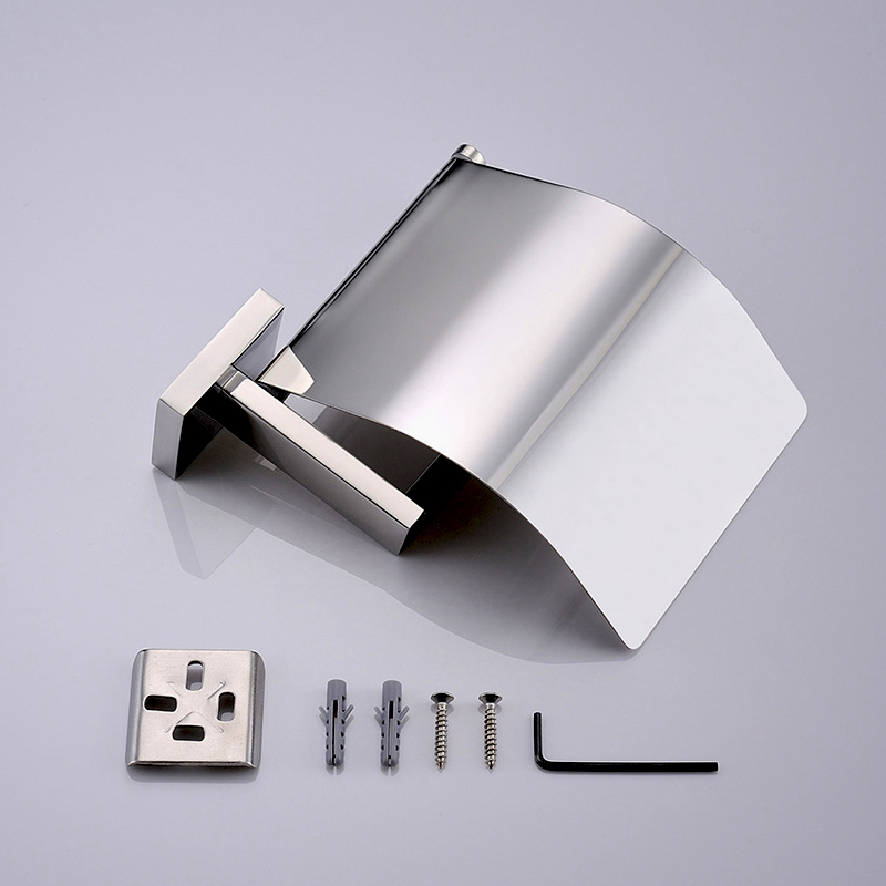 aothpher 304 stainless steel toilet paper holder with cover chrome finished roll paper holder wall mounted roll tissue holder