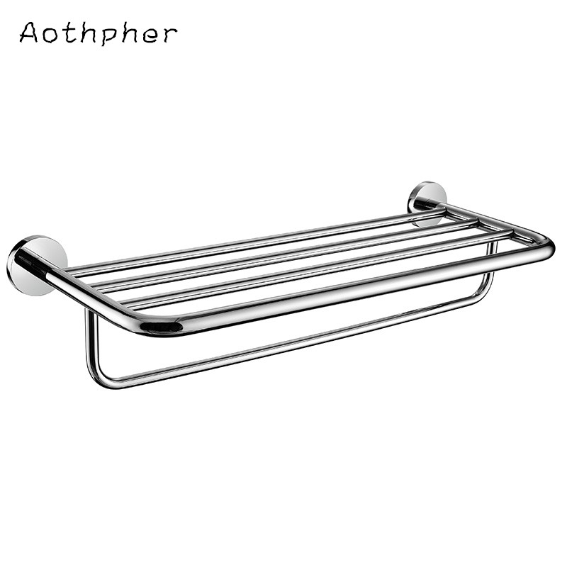 aothpher 60 cm 304 stainless steel chrome finished towel racks brand bathroom accessories towel shelf wall mounted towel rail