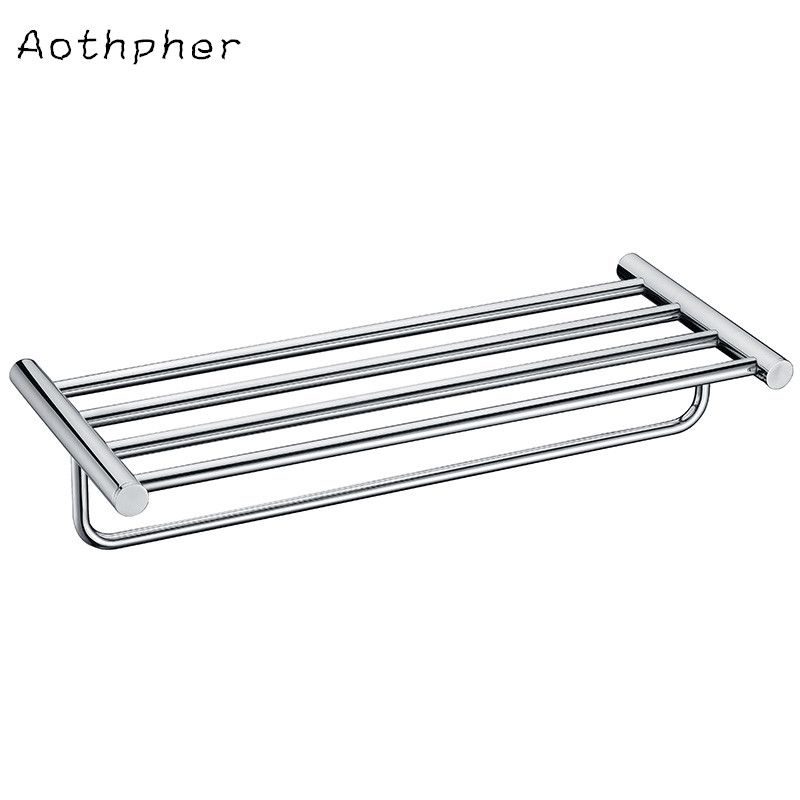 aothpher 60 cm 304 stainless steel chrome finished towel racks brand bathroom accessories towel shelf wall mounted towel rail