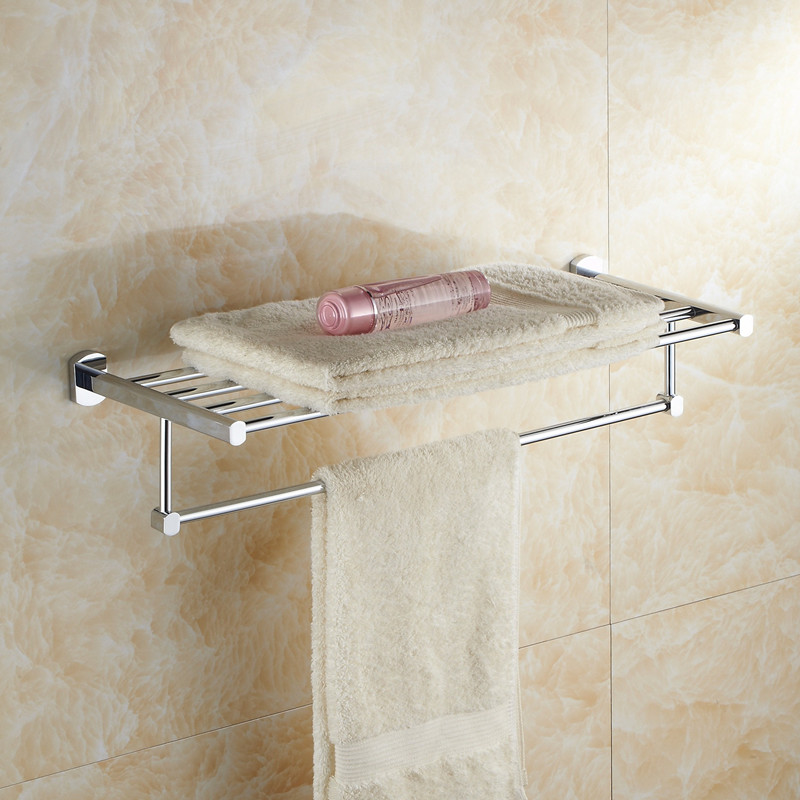 aothpher 60 cm brass chrome finished dual tire towel brand bathroom accessories towel shelf wall mounted towel rail