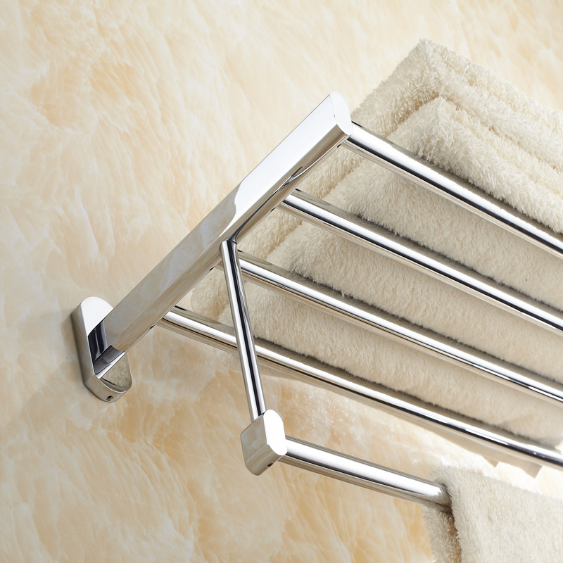 aothpher 60 cm brass chrome finished dual tire towel brand bathroom accessories towel shelf wall mounted towel rail