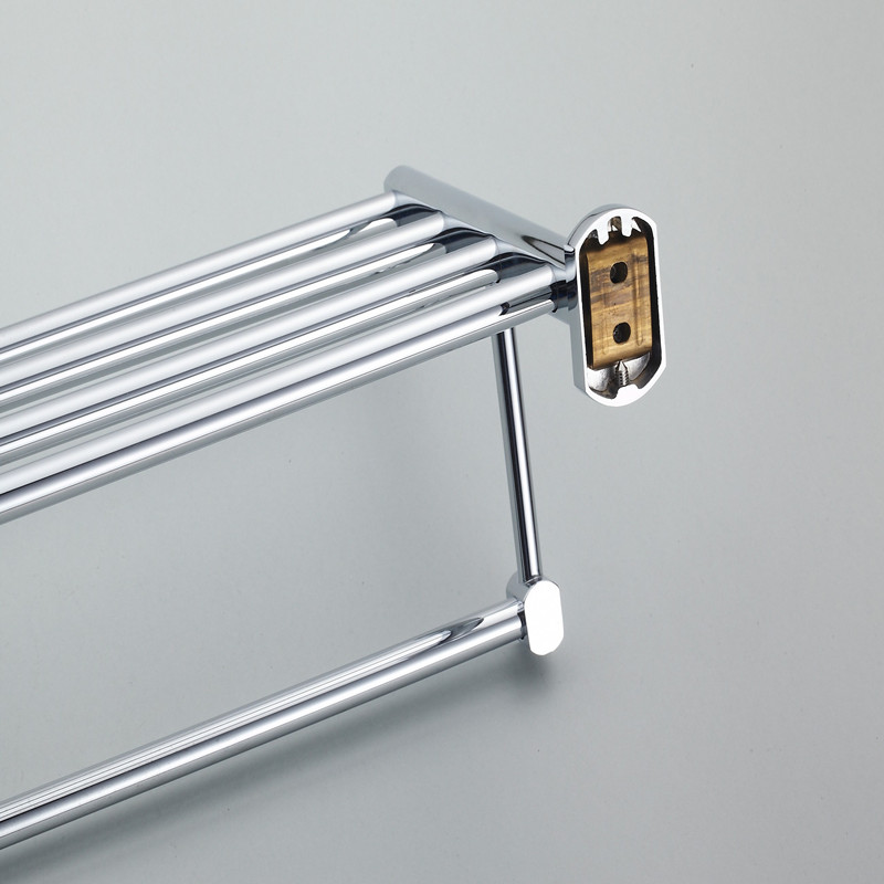 aothpher 60 cm brass chrome finished dual tire towel brand bathroom accessories towel shelf wall mounted towel rail