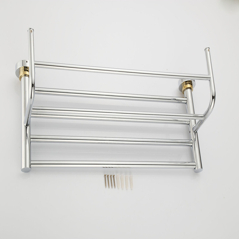 aothpher 60 cm stainless steel chrome finished dual tire towel brand bathroom accessories towel shelf wall mounted towel rail