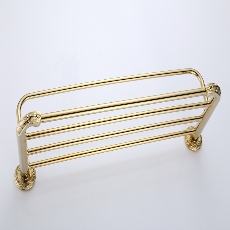 aothpher 60 cm stainless steel gold finished single tire towel brand bathroom accessories towel shelf wall mounted towel rail