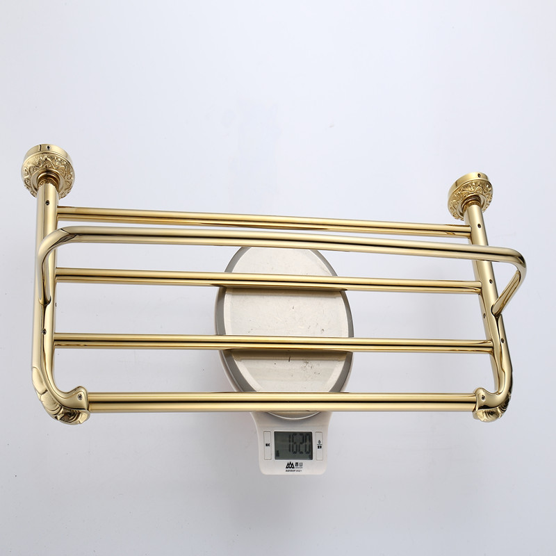 aothpher 60 cm stainless steel gold finished single tire towel brand bathroom accessories towel shelf wall mounted towel rail