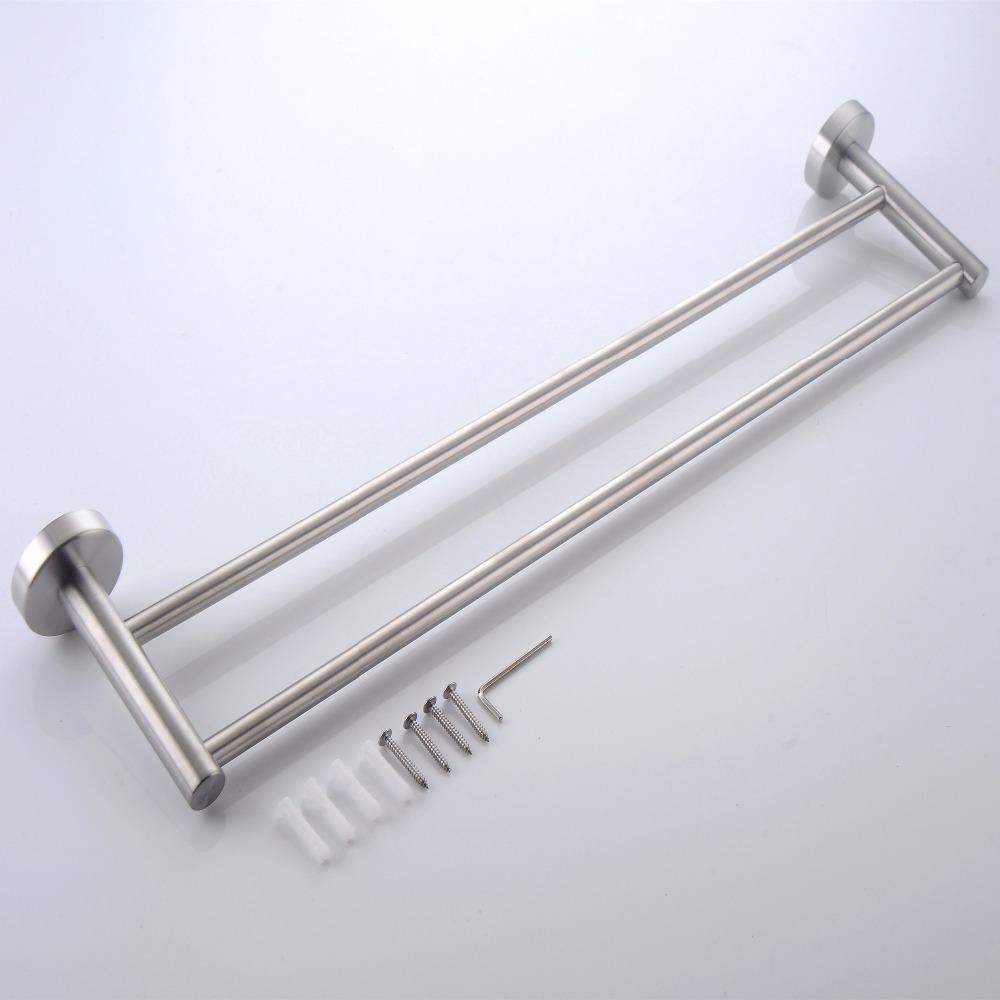 aothpher 60 cm stainless steel wall mounted towel bar bathroom double towel holder brushed towel rack bathroom accessories