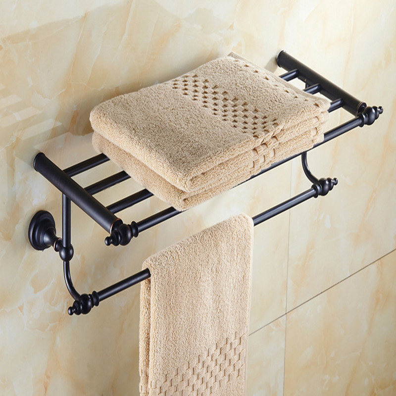 aothpher 60cm brass oil rub bronze finished towel racks brand bathroom accessories towel shelf wall mounted towel rail for bath