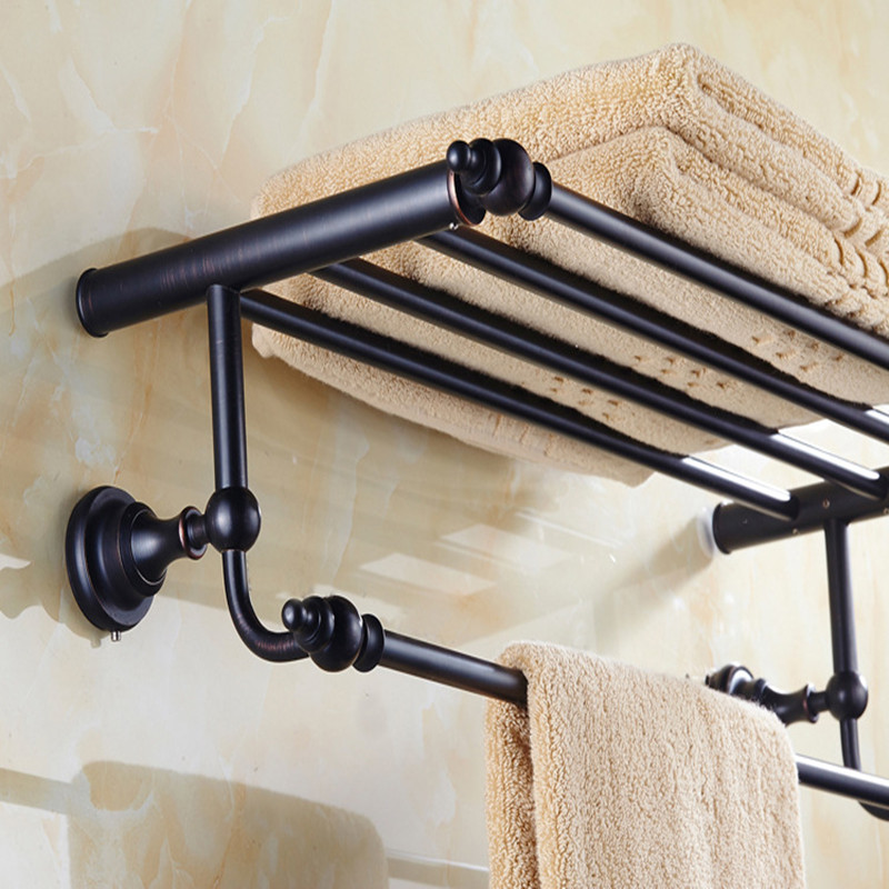 aothpher 60cm brass oil rub bronze finished towel racks brand bathroom accessories towel shelf wall mounted towel rail for bath