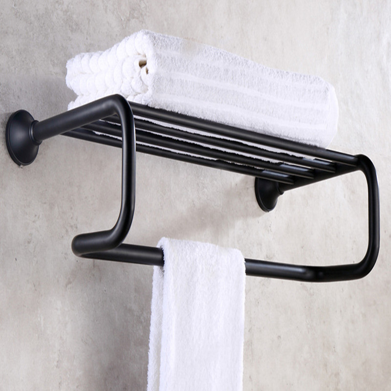 aothpher 60cm brass oil rub bronze finished towel racks brand bathroom accessories towel shelf wall mounted towel rail for bath