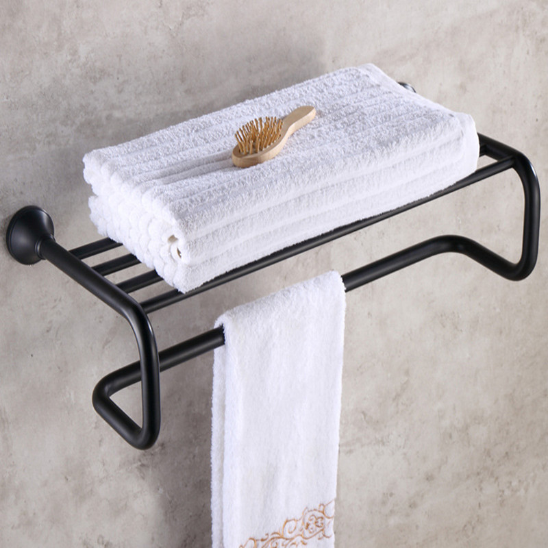 aothpher 60cm brass oil rub bronze finished towel racks brand bathroom accessories towel shelf wall mounted towel rail for bath