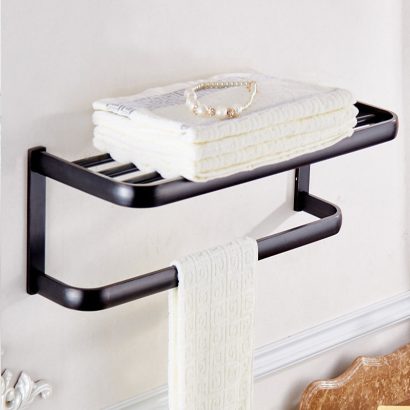 aothpher 60cm oil rubbed brone finished towel racks brand bathroom accessories towel shelf wall mounted towel rail for bathroom