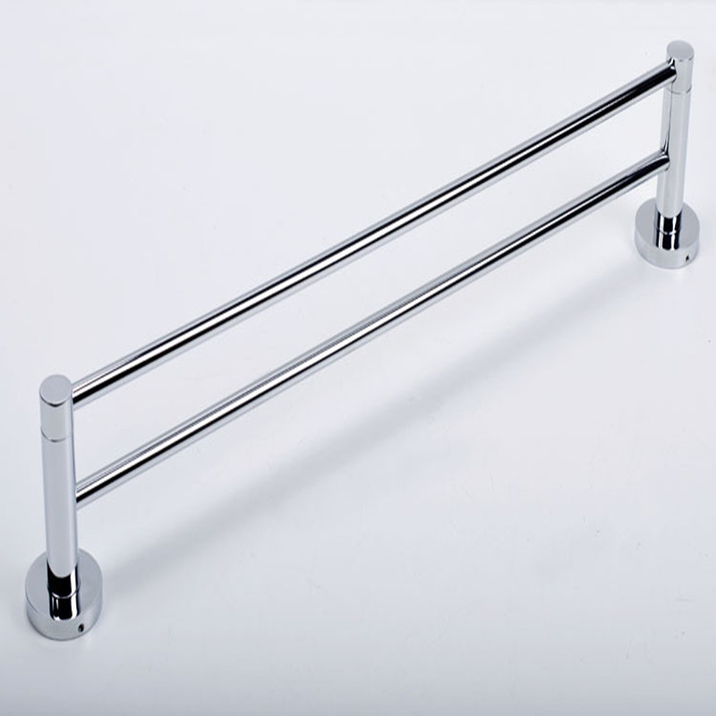 aothpher chrome 60cm wall-mounted bathroom chrome polish towel bars towels racks stainless double towel bar for bathroom