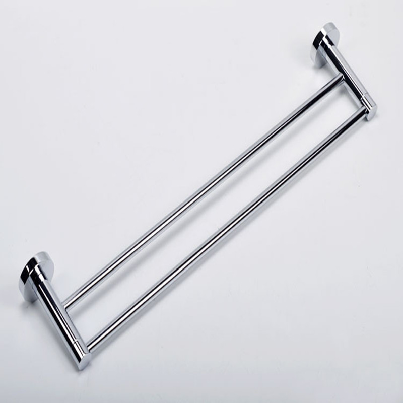 aothpher chrome 60cm wall-mounted bathroom chrome polish towel bars towels racks stainless double towel bar for bathroom