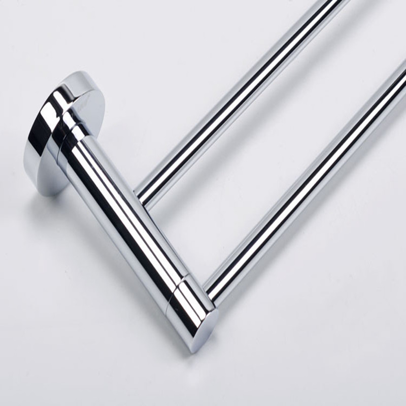 aothpher chrome 60cm wall-mounted bathroom chrome polish towel bars towels racks stainless double towel bar for bathroom