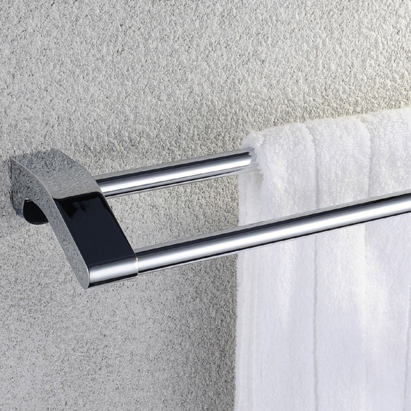 aothpher chrome 60cm wall-mounted bathroom chrome polish towel bars towels racks stainless double towel bar for bathroom