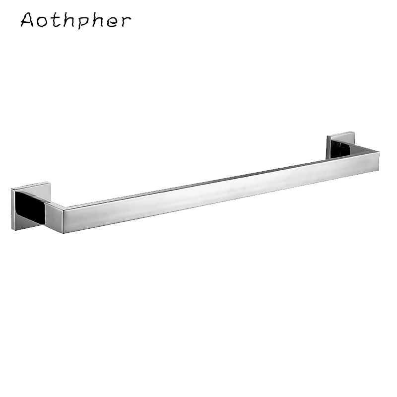 aothpher chrome 60cm wall-mounted bathroom chrome polish towel bars towels racks stainless single towel bar for bathroom kitchen