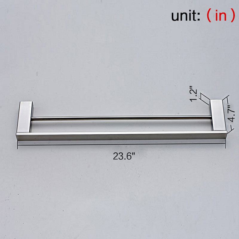 aothpher chrome 60cm wall-mounted bathroom mirror poish towel bars towels racks hanger double towel bar for bathroom kitchen