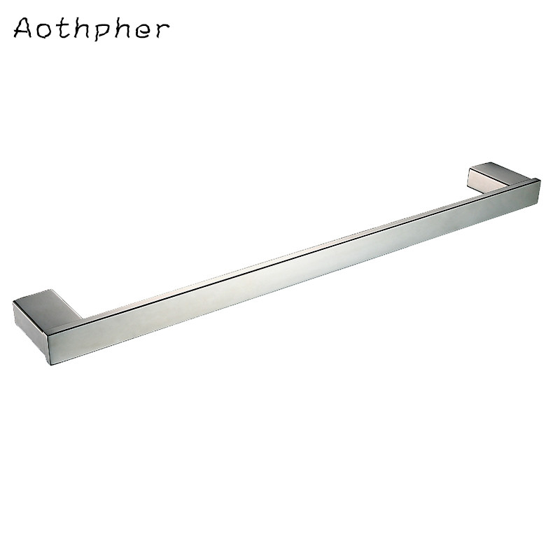 aothpher chrome 60cm wall-mounted bathroom mirror poish towel bars towels racks hanger single towel bar for bathroom kitchen